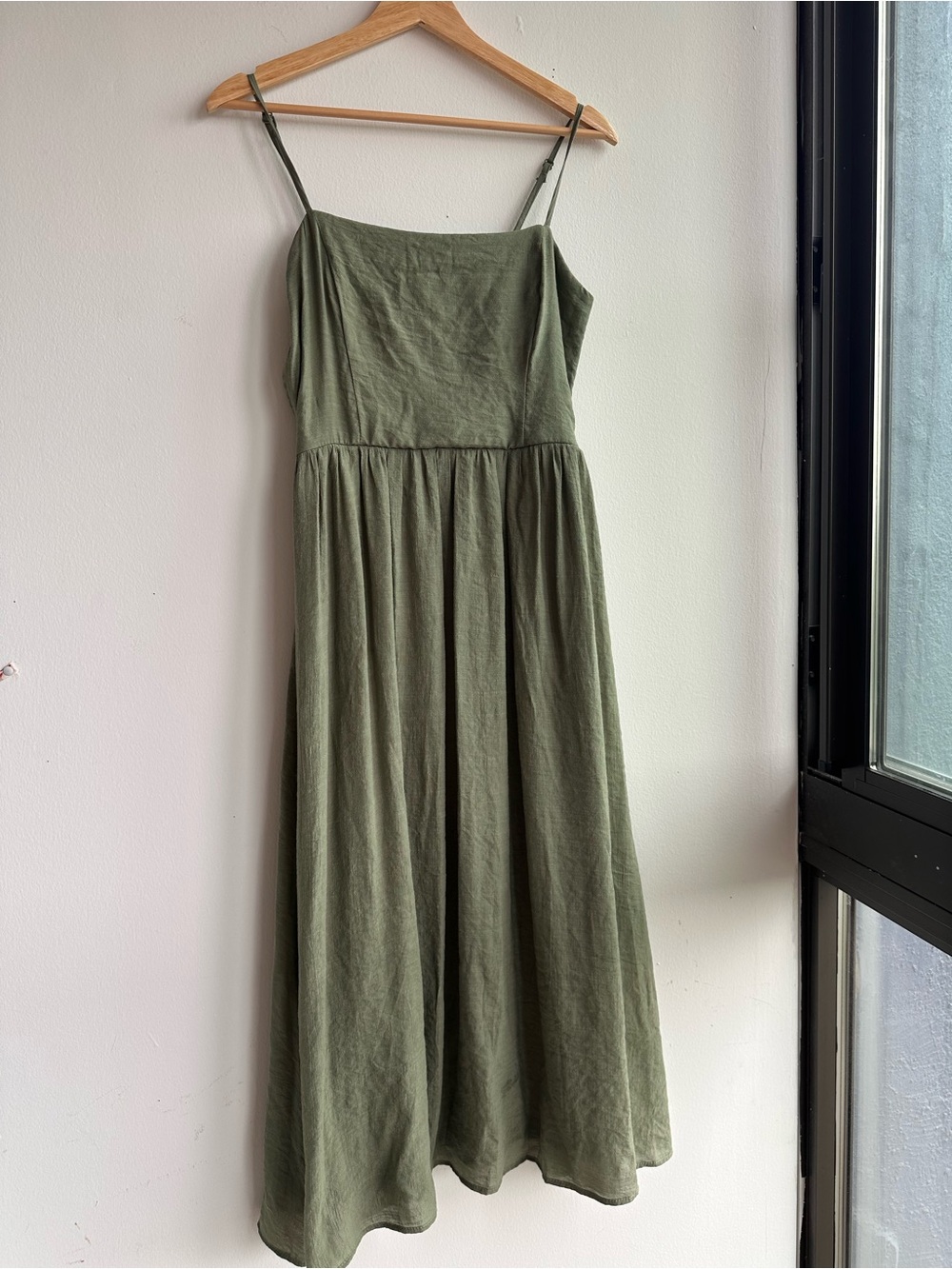 Women's Olive Green A-Line Dress - Picture 6 of 11
